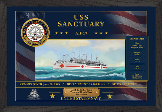 USS Sanctuary AH-17 Framed Patriotic Art
