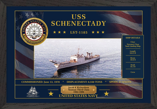USS Schenectady LST-1185 Framed Patriotic Art