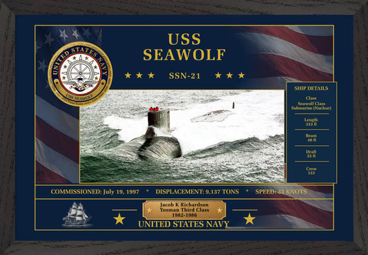 USS Seawolf SSN-21 Framed Patriotic Art