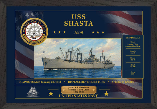 USS Shasta AE-6 Framed Patriotic Art