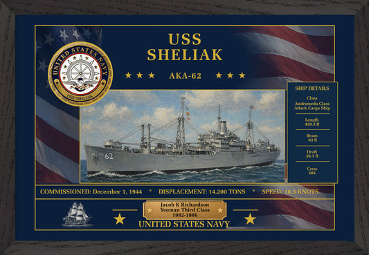 USS Sheliak AKA-62 Framed Patriotic Art