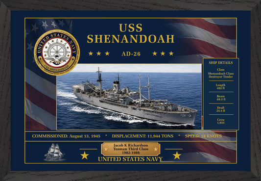 USS Shenandoah AD-26 Framed Patriotic Art