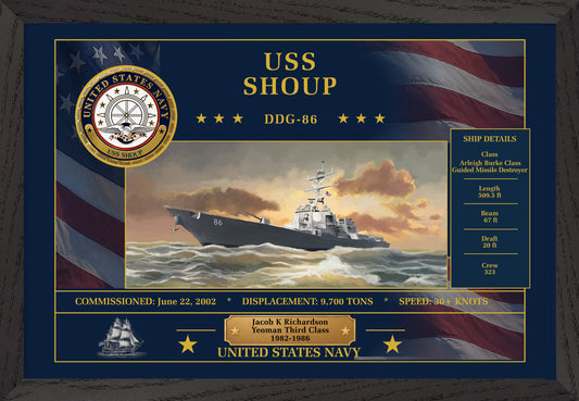 USS Shoup DDG-86 Framed Patriotic Art