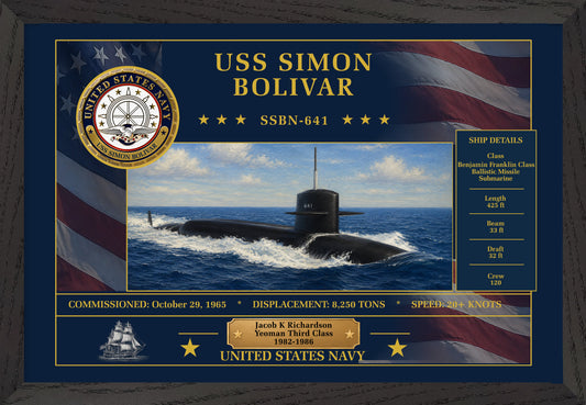 USS Simon Bolivar SSBN-641 Framed Patriotic Art