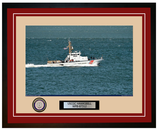 USCGC HAWKSBILL WPB 87312 Framed Coast Guard Ship Photo Burgundy 201WPB87312
