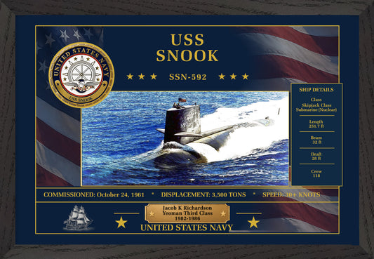 USS Snook SSN-592 Framed Patriotic Art