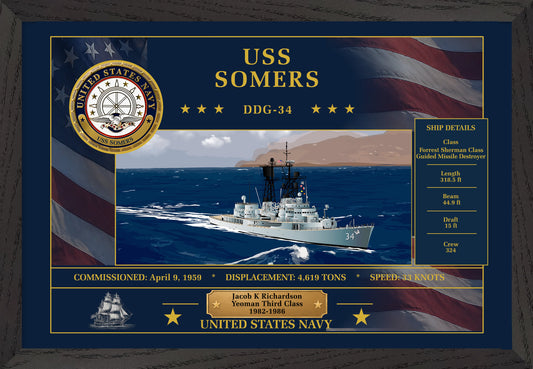 USS Somers DDG-34 Framed Patriotic Art