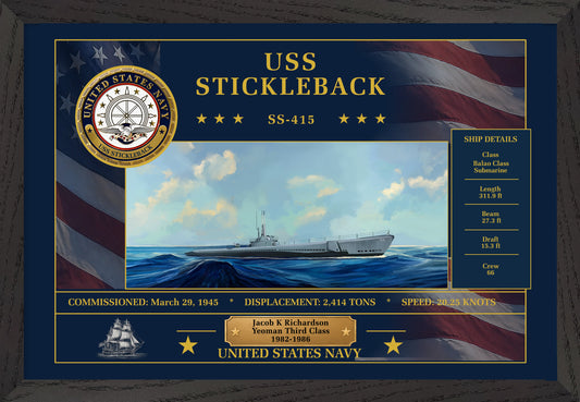 USS Stickleback SS-415 Framed Patriotic Art