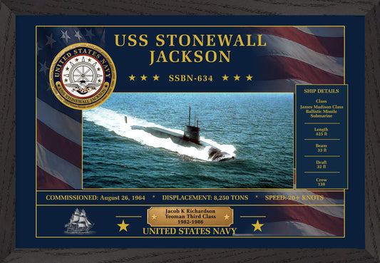 USS Stonewall Jackson SSBN-634 Framed Patriotic Art