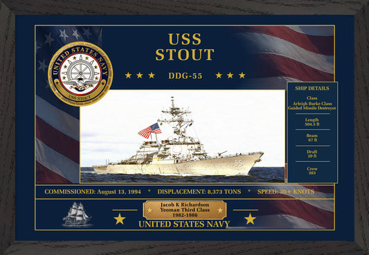 USS Stout DDG-55 Framed Patriotic Art