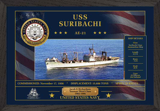 USS Suribachi AE-21 Framed Patriotic Art