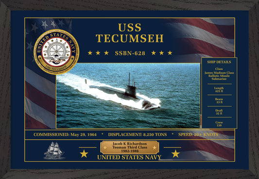 USS Tecumseh SSBN-628 Framed Patriotic Art