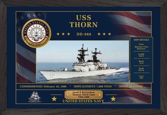 USS Thorn DD-988 Framed Patriotic Art