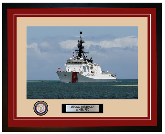 USCGC BERTHOLF WMSL 750 Framed Coast Guard Ship Photo Burgundy 219WMSL750