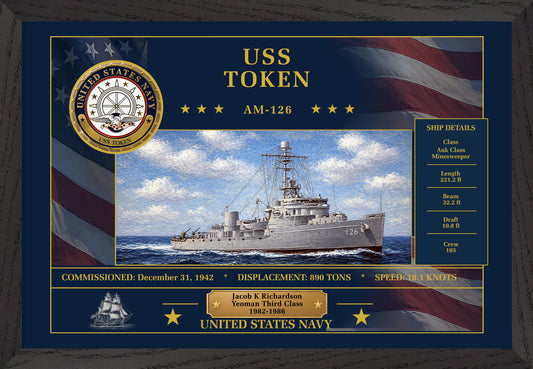USS Token AM-126 Framed Patriotic Art