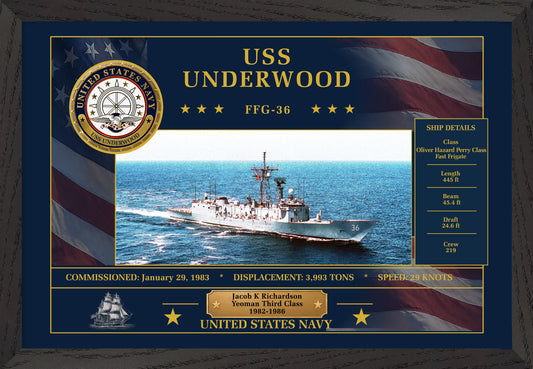 USS Underwood FFG-36 Framed Patriotic Art