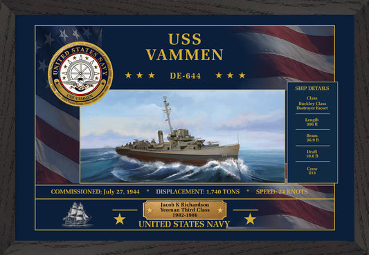 USS Vammen DE-644 Framed Patriotic Art