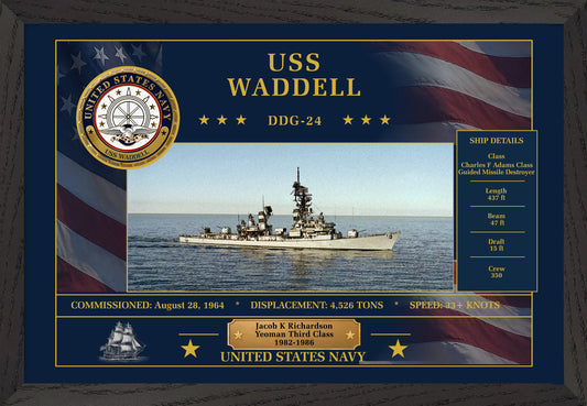 USS Waddell DDG-24 Framed Patriotic Art