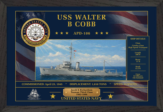 USS Walter B Cobb APD-106 Framed Patriotic Art