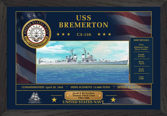USS Bremerton CA-130 Framed Patriotic Art
