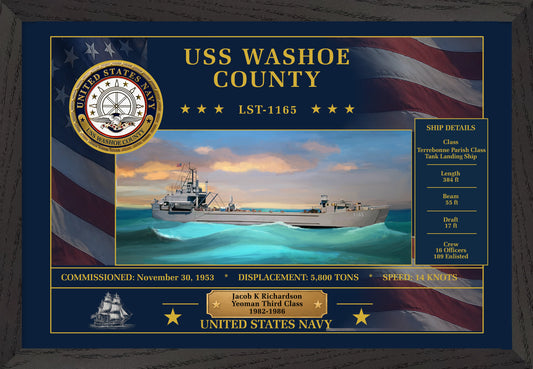 USS Washoe County LST-1165 Framed Patriotic Art