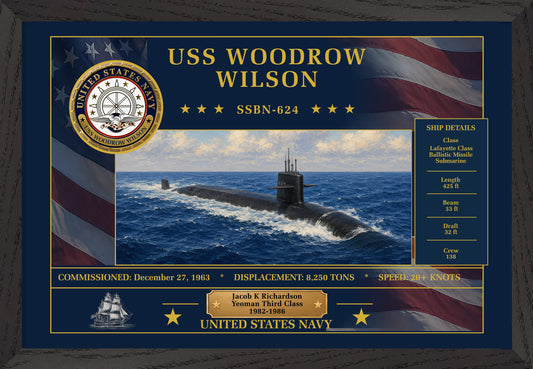USS Woodrow Wilson SSBN-624 Framed Patriotic Art