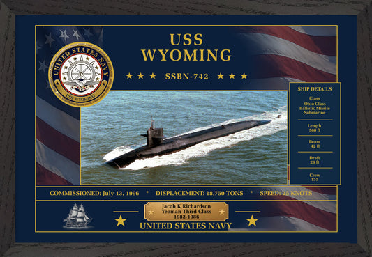 USS Wyoming SSBN-742 Framed Patriotic Art