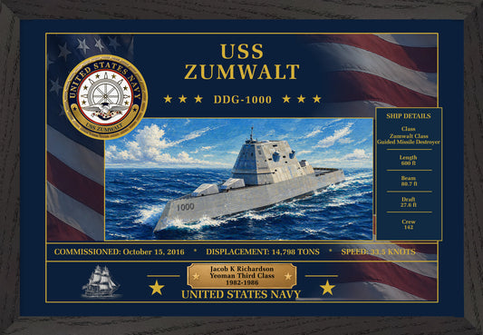USS Zumwalt DDG-1000 Framed Patriotic Art