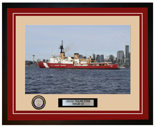 USCGC POLAR STAR WAGB 10 Framed Coast Guard Ship Photo Burgundy 249WAGB10