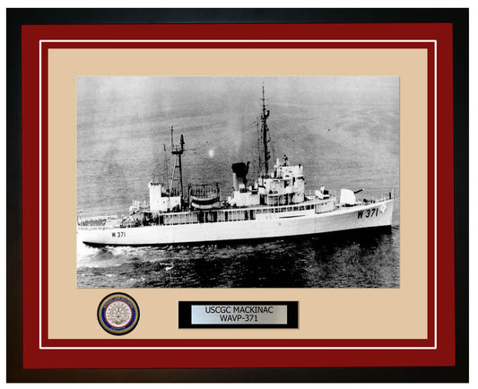 USCGC MACKINAC WAVP 371 Framed Coast Guard Ship Photo Burgundy 280WAVP371