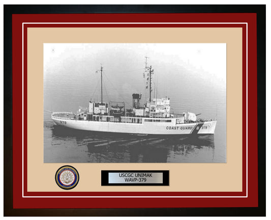 USCGC UNIMAK WAVP 379 Framed Coast Guard Ship Photo Burgundy 285WAVP379