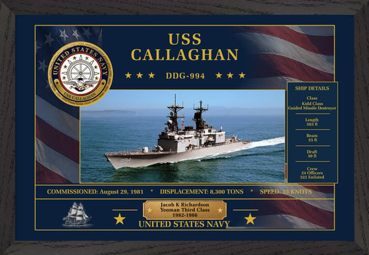 USS Callaghan DDG-994 Framed Patriotic Art