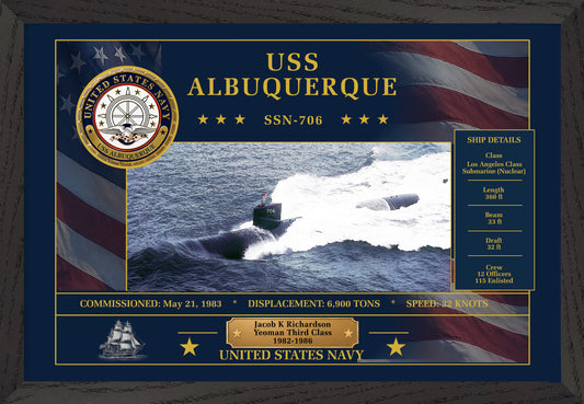 USS Albuquerque SSN-706 Framed Patriotic Art