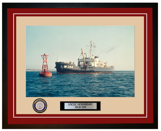 USCGC HORNBEAM WLB 394 Framed Coast Guard Ship Photo Burgundy 35WLB394