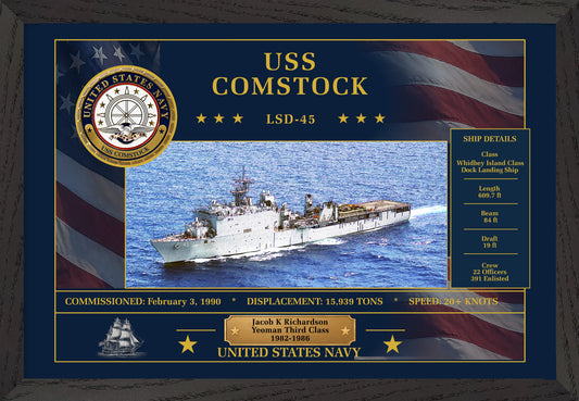 USS Comstock LSD-45 Framed Patriotic Art