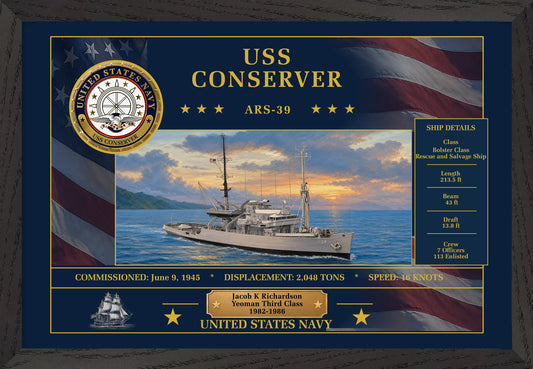 USS Conserver ARS-39 Framed Patriotic Art