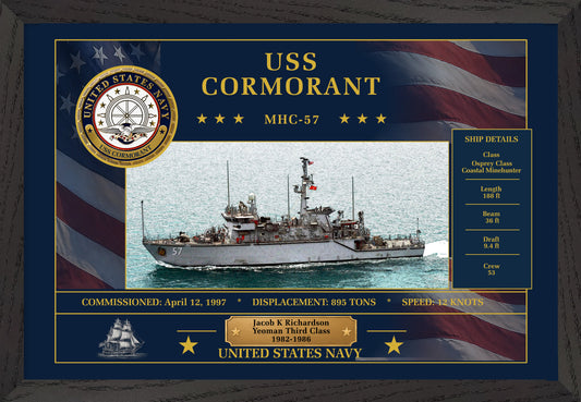 USS Cormorant MHC-57 Framed Patriotic Art