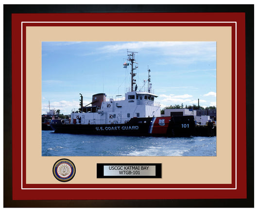 USCGC KATMAI BAY WTGB 101 Framed Coast Guard Ship Photo Burgundy 48WTGB101