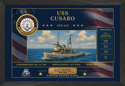 USS Cusabo ATF-155 Framed Patriotic Art
