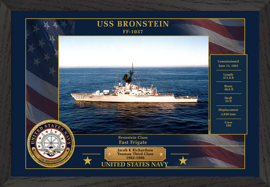 USS Bronstein FF-1037 Framed Patriotic Photo