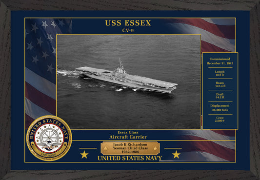 USS Essex CV-9 Framed Patriotic Photo