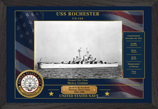 USS Rochester CA-124 Framed Patriotic Photo