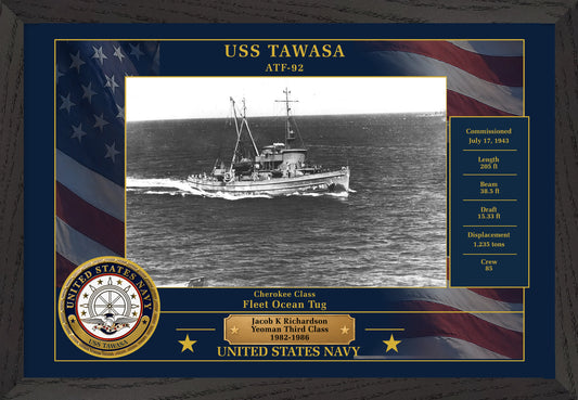 USS Tawasa ATF-92 Framed Patriotic Photo