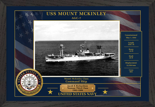 USS Mount Mckinley AGC-7 Framed Patriotic Photo
