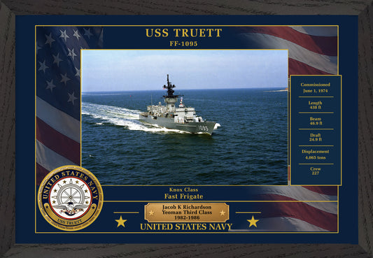 USS Truett FF-1095 Framed Patriotic Photo