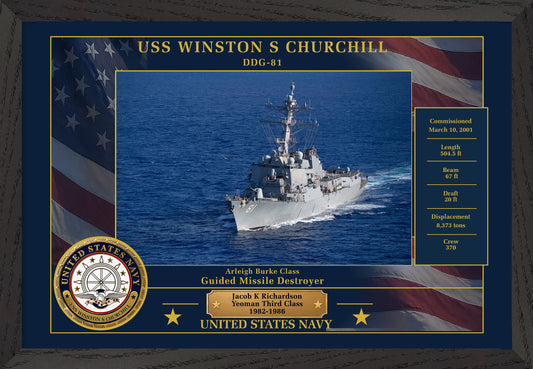 USS Winston S Churchill DDG-81 Framed Patriotic Photo