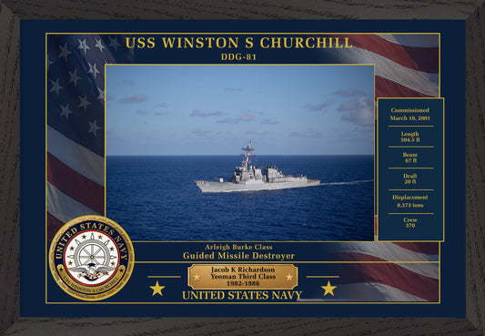 USS Winston S Churchill DDG-81 Framed Patriotic Photo