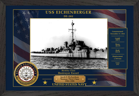 USS Eichenberger DE-202 Framed Patriotic Photo