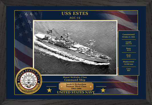 USS Estes AGC-12 Framed Patriotic Photo