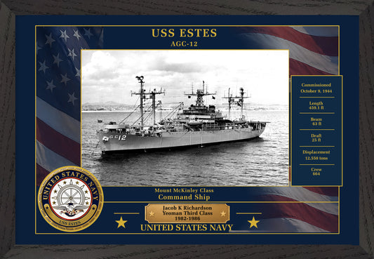 USS Estes AGC-12 Framed Patriotic Photo